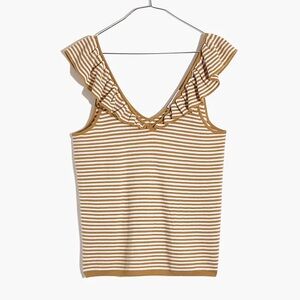 Madewell Belhaven Ruffle Sweater Tank Top in Strip, Size Small